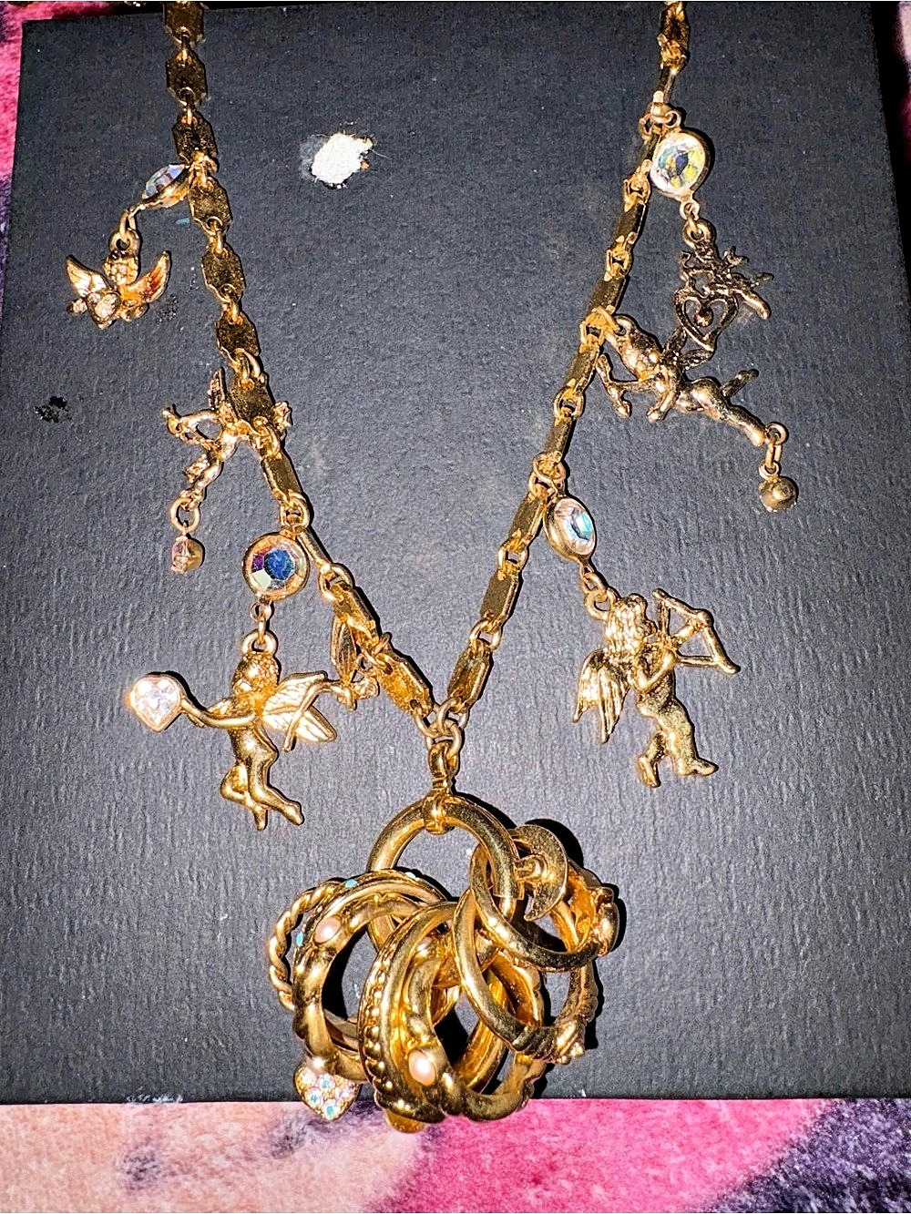 Kirk’s Folly 7 ring angel necklace Pendant Necklace Gold